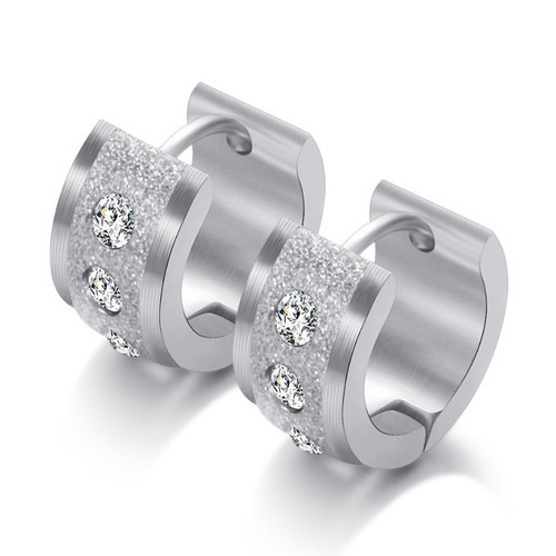 Bông Tai Khoen Tròn Bản To Titan Ko Đen TT 3442