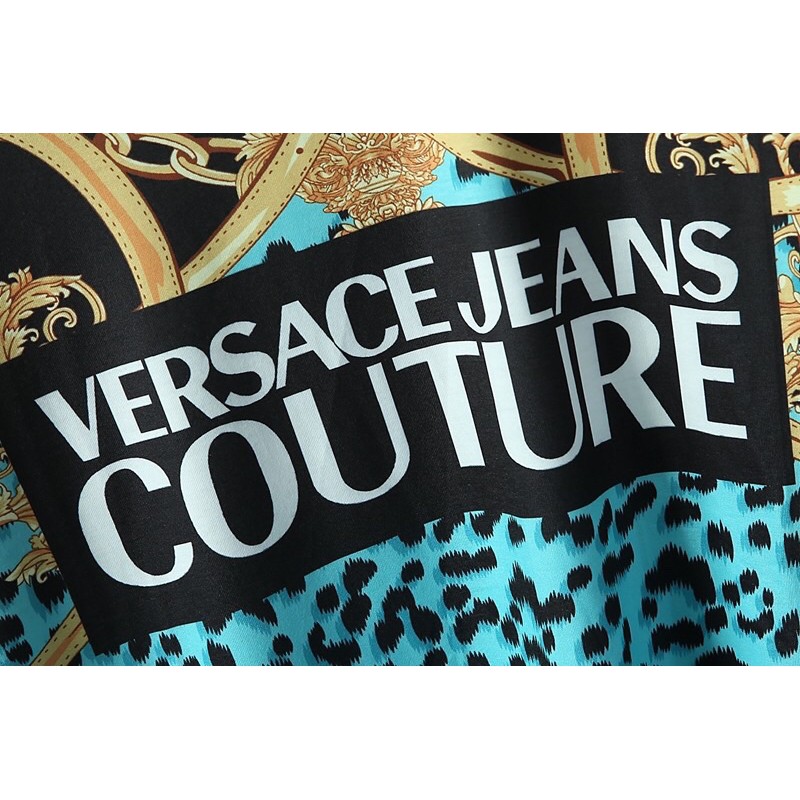 Áo thun tay ngắn cho nam hoạ tiết cổ điển kết hợp da báo thương hiệu cao cấp Versace