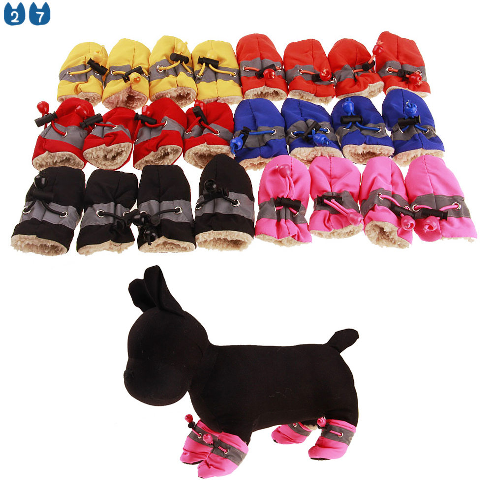 Bộ 4 chiếc giày 27pets chất liệu dày dặn dành cho thú cưng mang mùa đông kháng nước