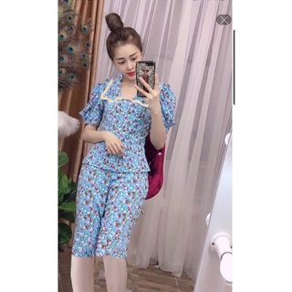 Đồ Bộ Mặc Nhà Quần Lửng Tay Phồng Dễ Thương - Đồ Bộ Tiểu Thư Đa Màu Sắc - 005 BLW