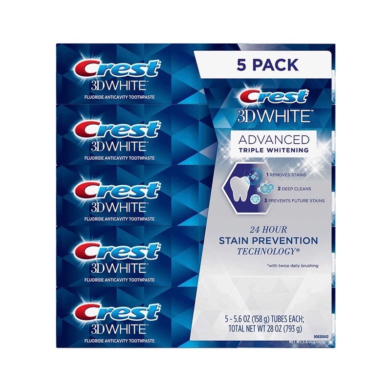 [Date 2023] Kem đánh răng Crest 3D White Advanced Triple Whitening 158g 🇺🇸