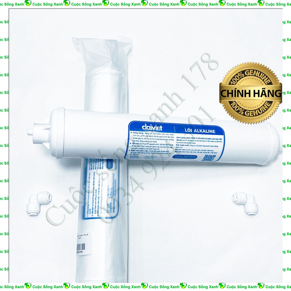 Lõi lọc nước Alkaline, Lõi bù khoáng Alkaline, tăng độ pH cho máy lọc nước RO, chính hãng Đại Việt