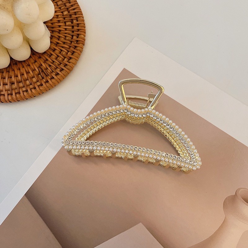 Kẹp Tóc Càng Cua Kim Loại Đính Ngọc Phong Cách Hàn Quôc