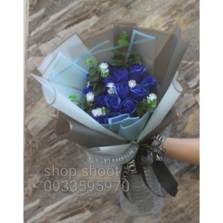 BÓ HOA SÁP 15 BÔNG XANH DƯƠNG TO