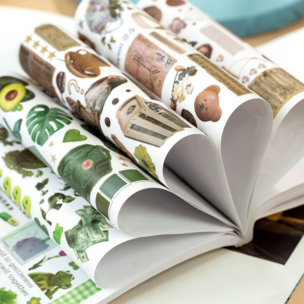 AUGUSTINA Sticker Dán Trang Trí Nhật Ký Hình Cây Cối / Động Vật / Hoa Lá Kiểu Retro Sáng Tạo DIY