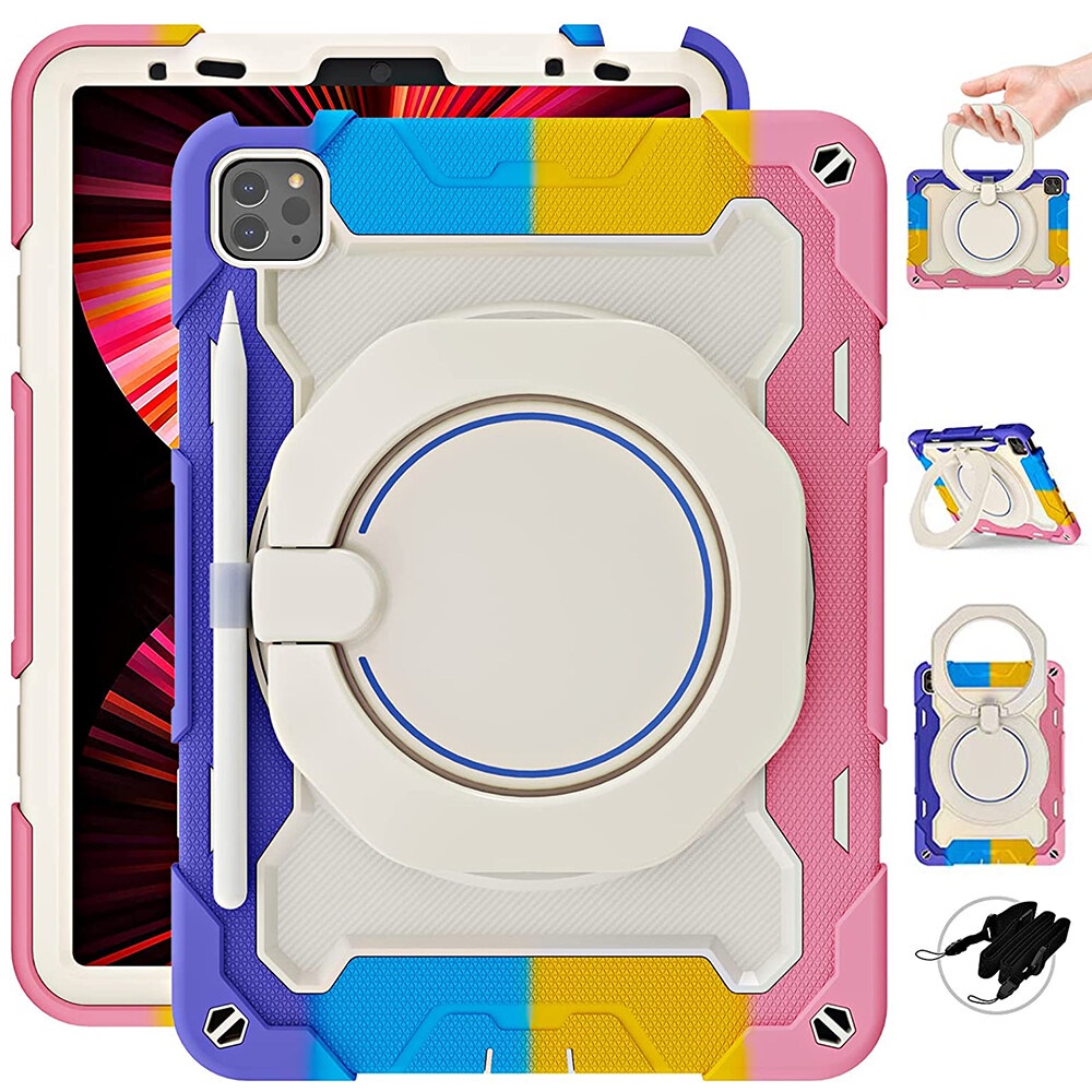 Ốp Máy Tính Bảng Chống Sốc Có Dây Đeo Vai Và Giá Đỡ Xoay 360 Cho iPad 10th Gen 10.9 2022 Pro 11 Air 5 Air 4 Mini 6 5 9th 8th 7th 6th 5th Gen Mini 6