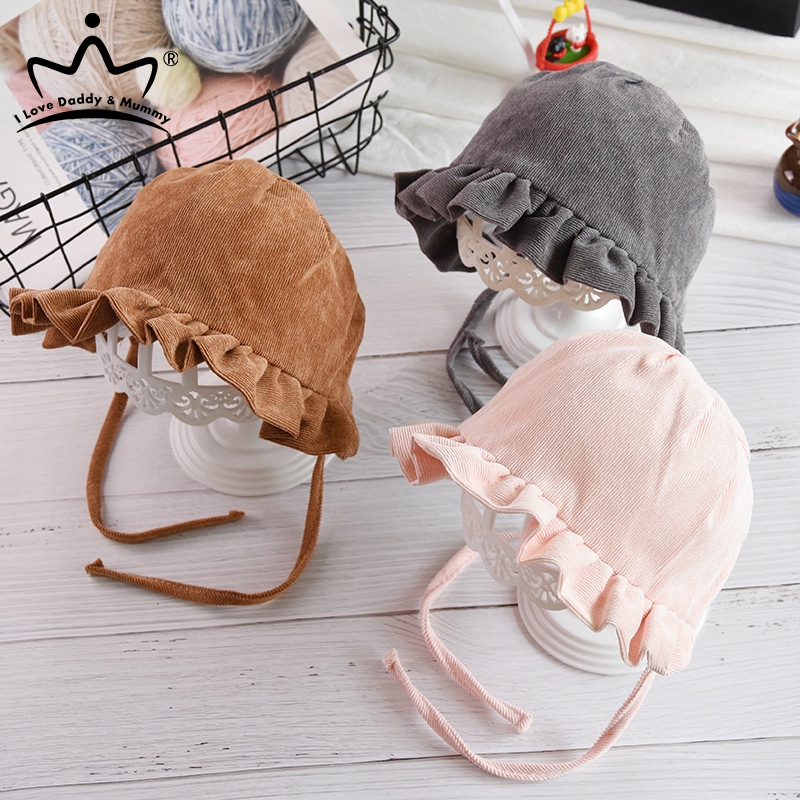 Cute Autumn Newborn Baby Girl Hat Kids Bucket Hat Newborn Accessories Photography Props Outdoor Sun Hat Solid Color Girls Cap