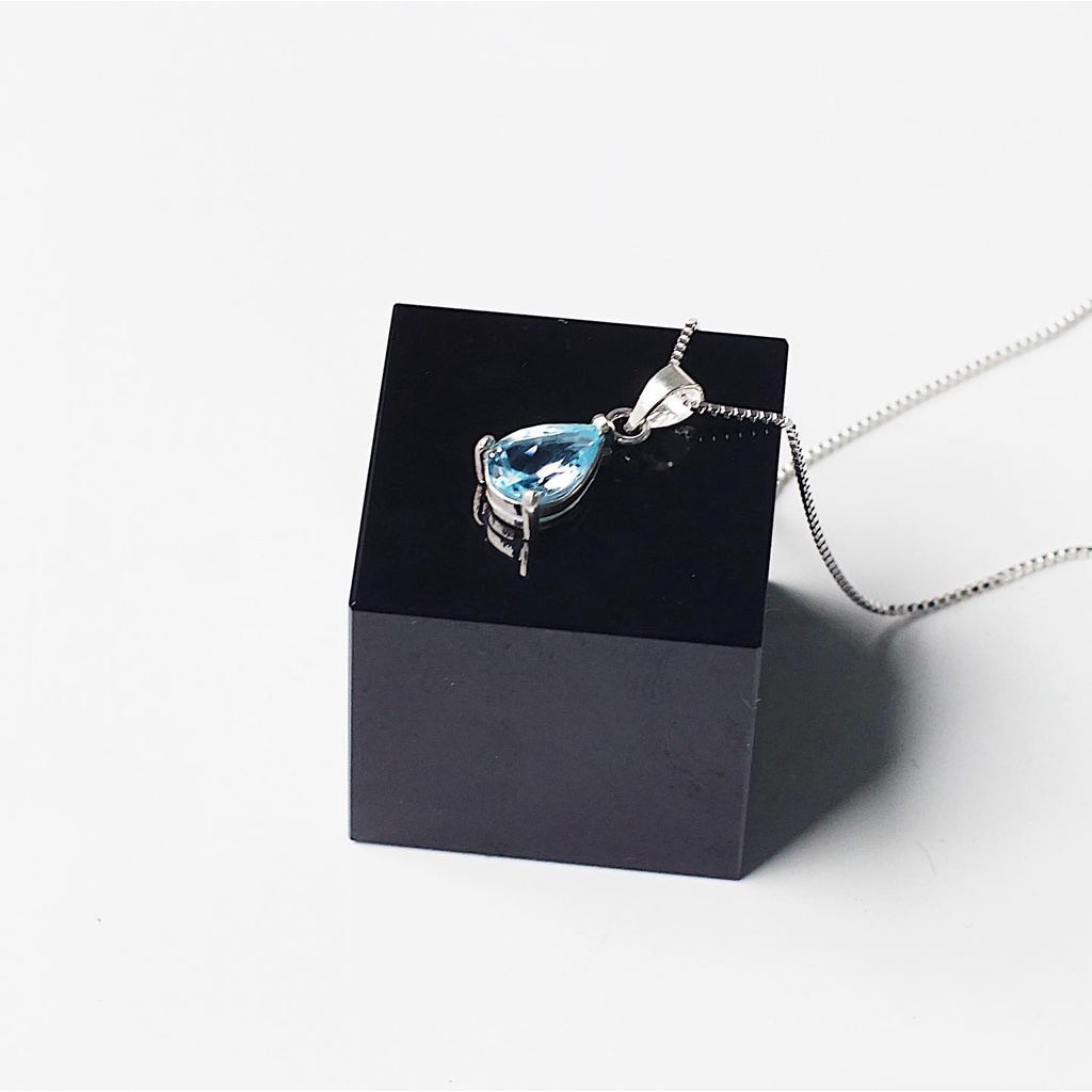 Dây chuyền bạc mặt đá topaz xanh dương An Gem dành cho nữ