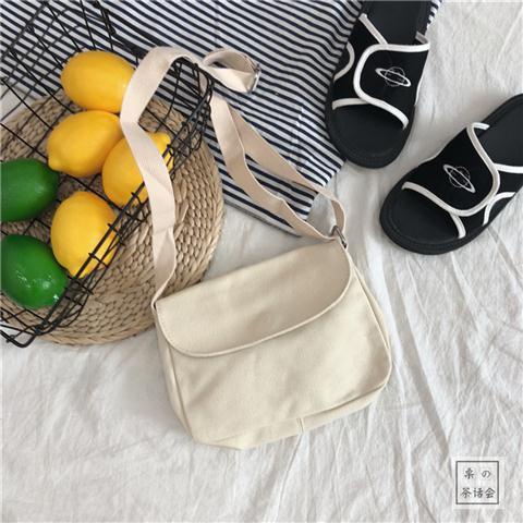 Túi Đeo Chéo Canvas Mini Màu Sắc Đơn Giản Phong Cách Harajuku Hàn Quốc