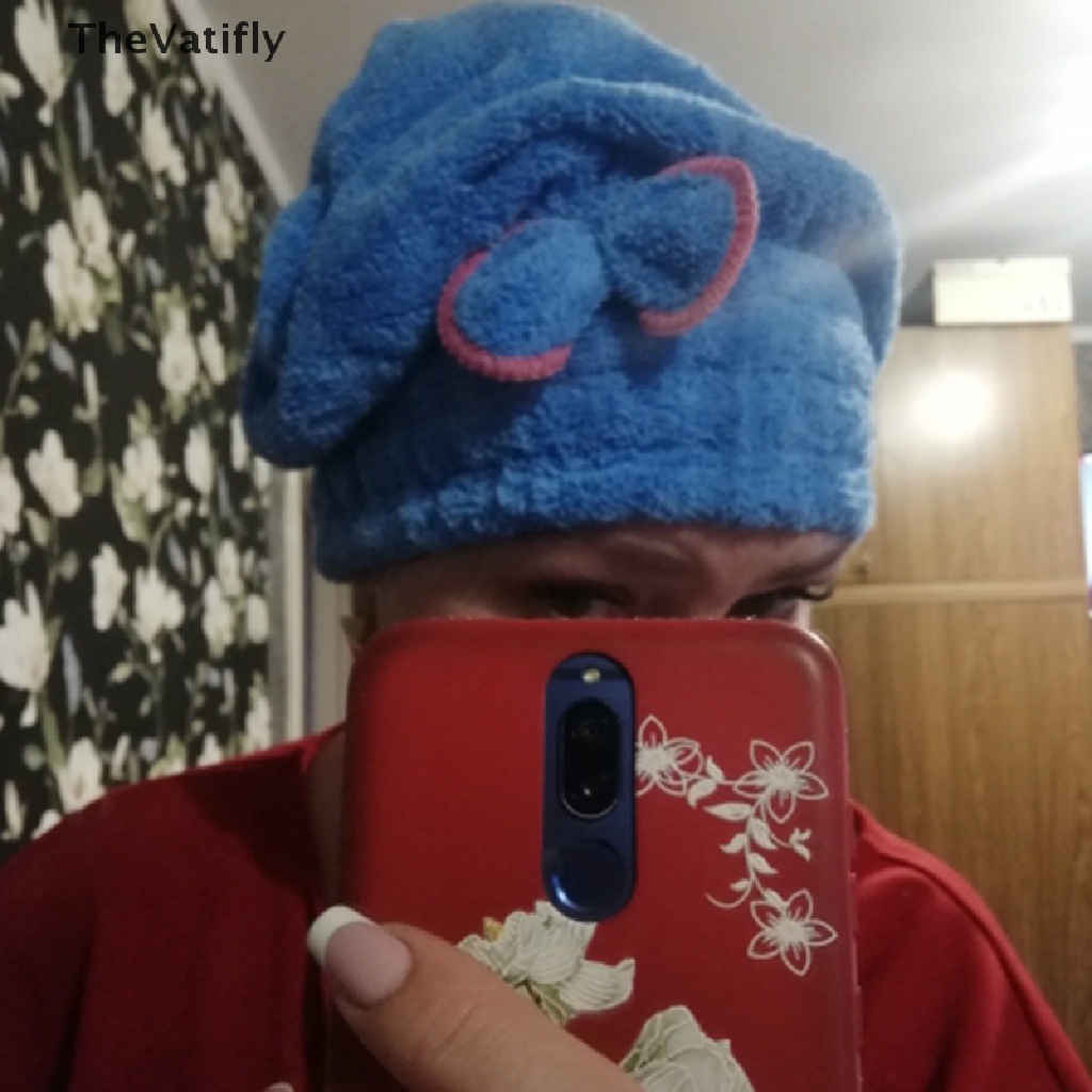 [Thevalifly] Khăn Tắm Quấn Tóc Nhanh Khô Sợi Nhỏ Đính Nơ Cho Spa HOT