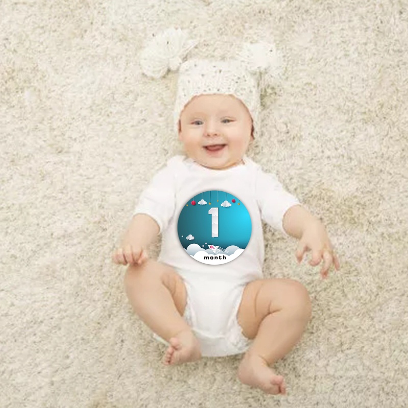 Set 12 Sticker Đánh Dấu Cột Mốc Phát Triển Theo Tháng Làm Phụ Kiện Chụp Ảnh Cho Bé Sơ Sinh 1-12 Tháng