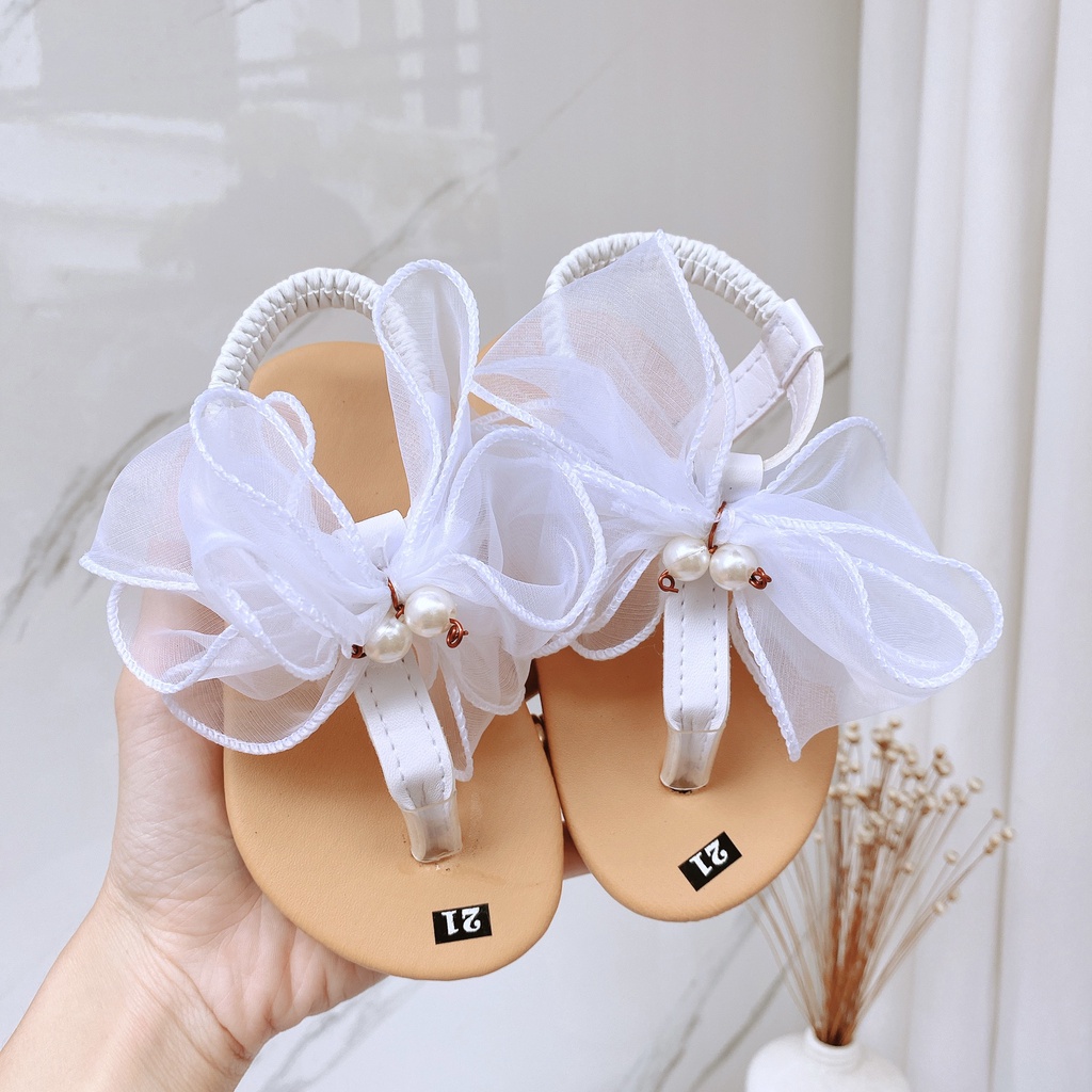 Dép Sandal Dép Quai Hậu Xỏ Ngón/Quai Ngang Đính Nơ Công Chúa Cho Bé Gái K125