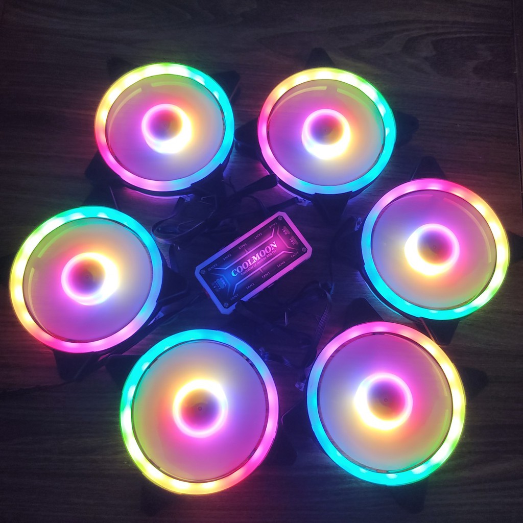 Quạt Tản Nhiệt, Quạt Máy Tính, Fan Led RGB Đồng Bộ Màu Hub Quạt Coolmoon Fan V2 V4 Y1 K5