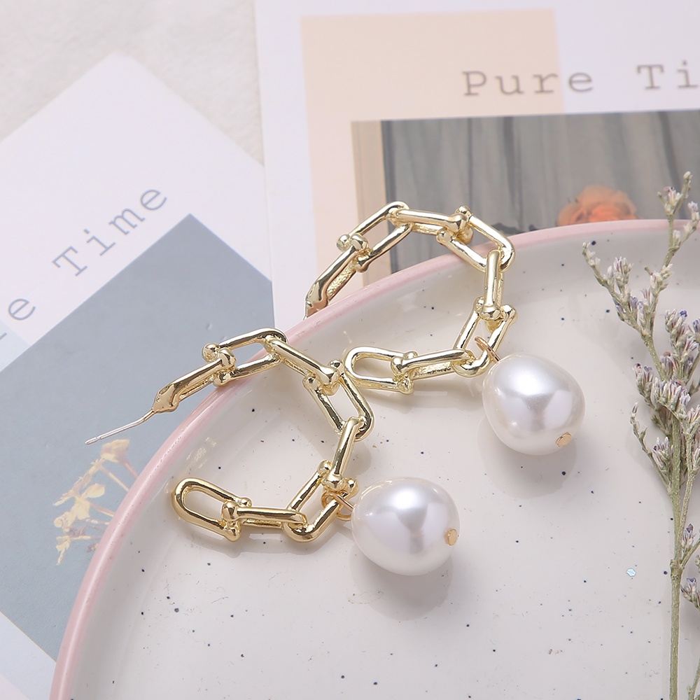 Khuyên tai đính ngọc trai nhân tạo phong cách Hàn Quốc thiết kế thời trang cho nữ