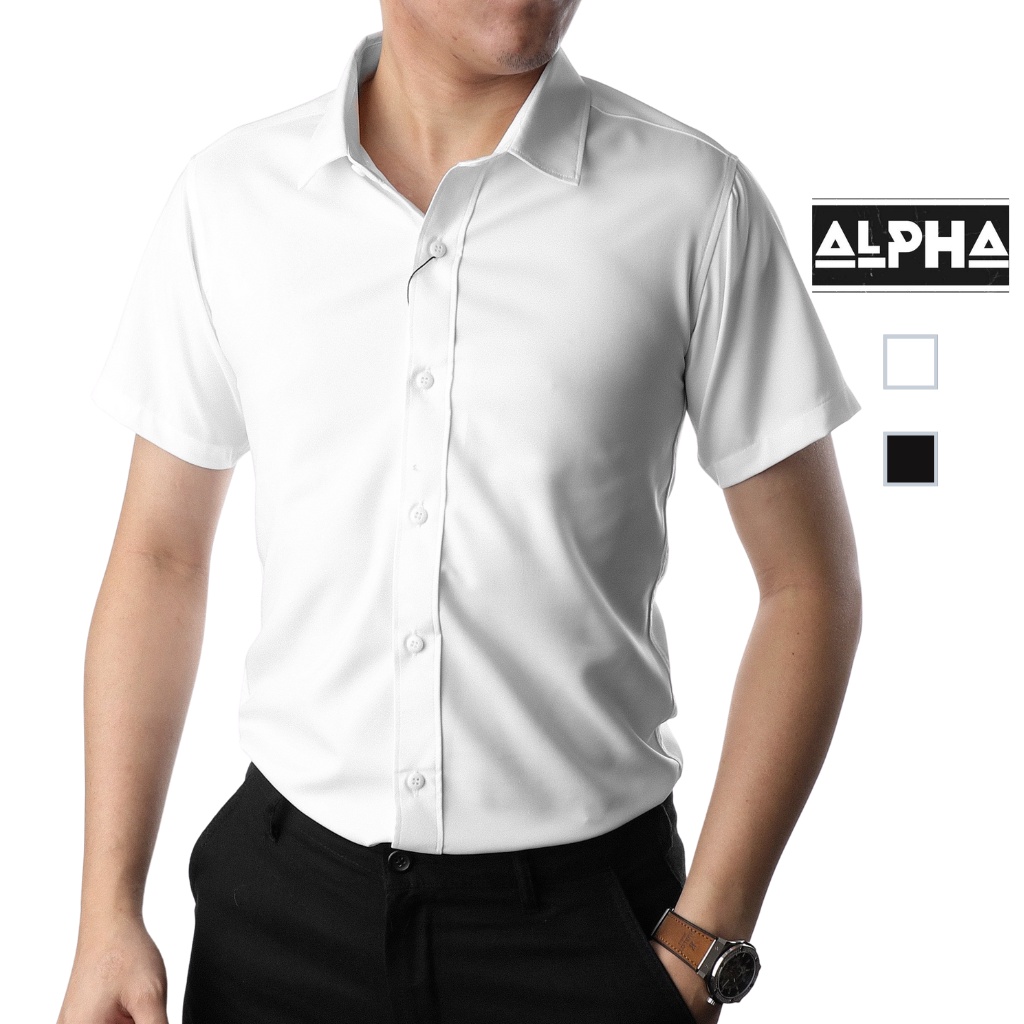 Áo sơ mi nam ngắn tay GEN cổ bẻ hai màu basic chất vải lụa mịn cao cấp GEN08