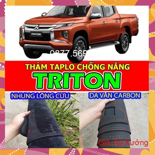 Thảm taplo mitsubishi triton - nhung lông cừu-da vân carbon