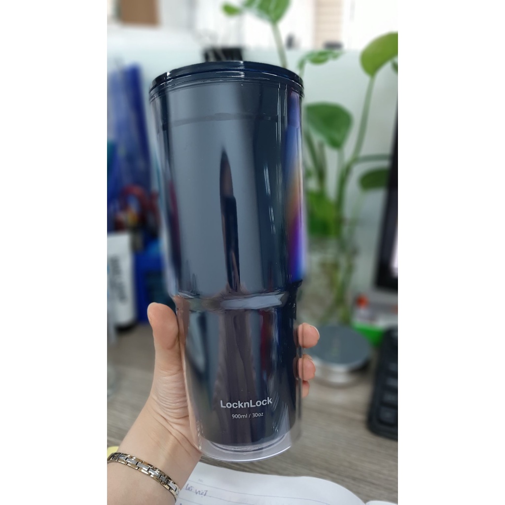 Ly nhựa 2 lớp Lock&Lock double wall cold cup 900ML HAP502