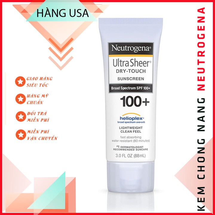 Kem chống nắng Neutrogena Ultra Sheer Dry Touch SPF 100 (88ml) - Authentic USA