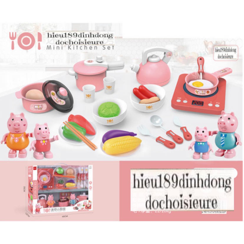 Đồ chơi Nồi chảo bếp từ hiện số chủ đề peppa pig tặng kèm pin (ảnh thật)