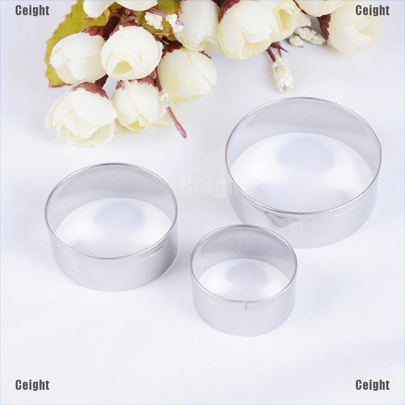 Bộ 3 khuôn cắt bánh quy hình tròn bằng thép không gỉ