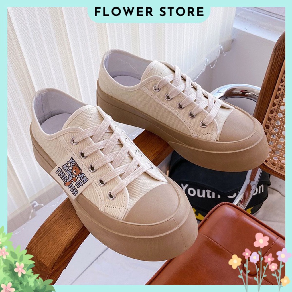 Giày thể thao nữ học sinh Hàn Quốc đế nâu cao giá rẻ FLOWER G21 - nguyentrang239
