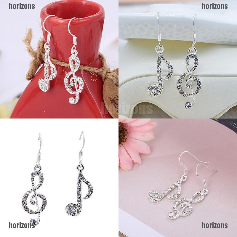 Bông Tai Hình Nốt Nhạc Đính Đá Dễ Thương