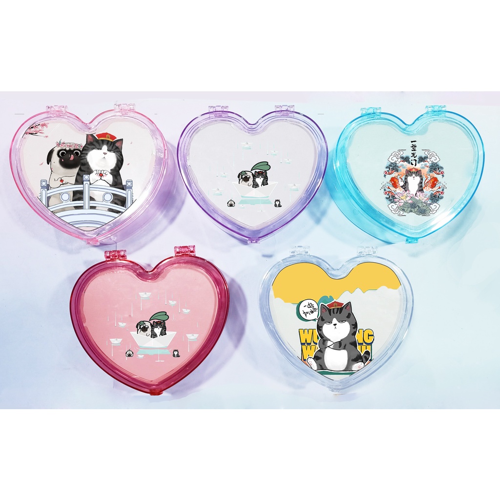 Hộp tim hoàng thượng mèo kèm gương HKG18 dễ thương cute đựng trang sức hoạt hình