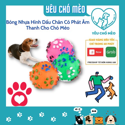 Bóng Nhựa Hình Dấu Chân Có Phát Âm Thanh Cho Chó Mèo