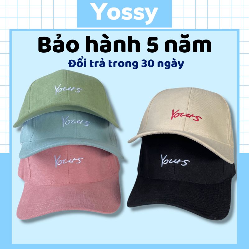 Mũ lưỡi trai Yossy thêu chữ Yours phong cách Ulzzang 🌸 Nón kết nam nữ unisex cao cấp