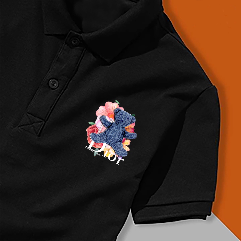 Áo thun Polo Hình Gấu DlOR - Vải Cao Cấp Bigsize