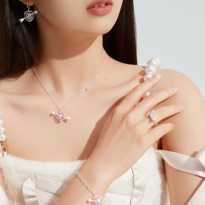 Khuyên Tai/Vòng Tay/Dây Chuyền Hình Mũi Tên Tình Yêu Màu Hồng Xinh Xắn