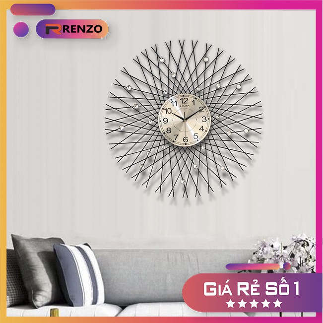 Đồng hồ treo tường hàng Việt Nam bảo hành 8 năm trang trí đẹp kích thước 75x75cm D1919