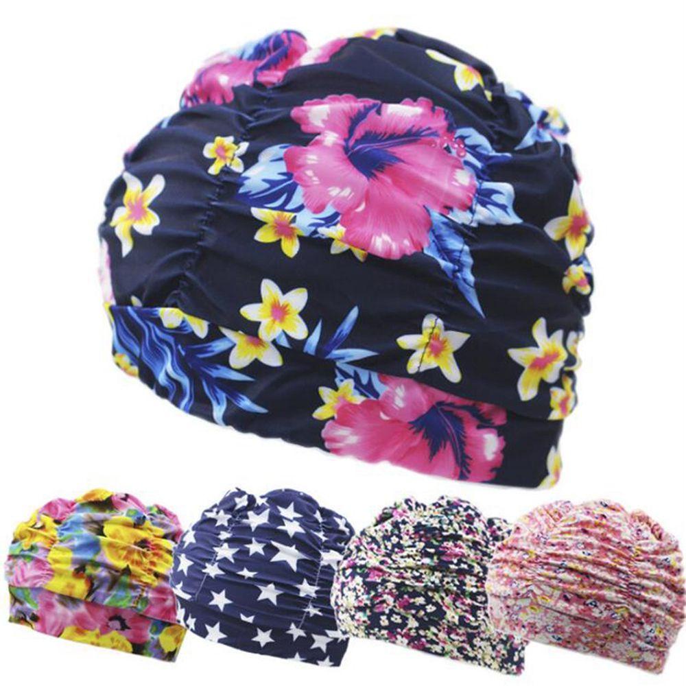 Mũ Bơi Co Giãn In Hoa Free size Bằng Nylon