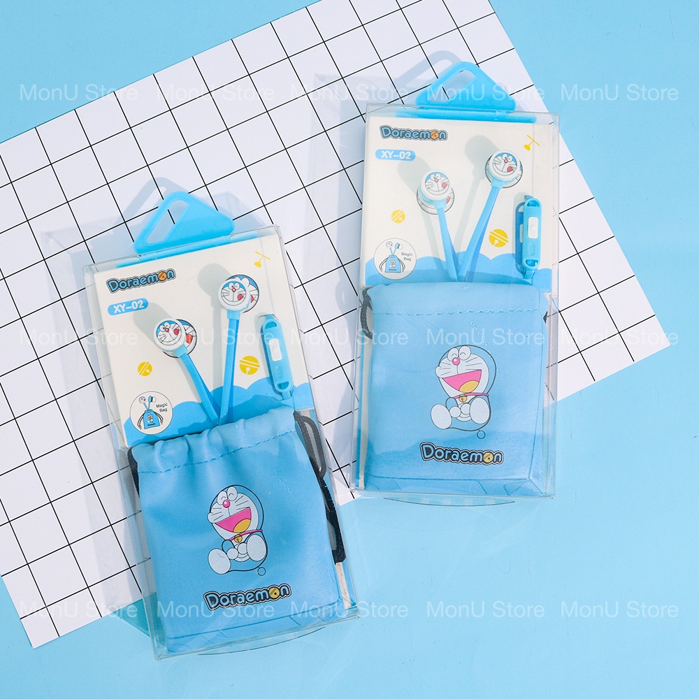 Tai nghe nhét tai có mic DORAEMON DOREMON túi dây rút dễ thương cute MON0385 TooYoo
