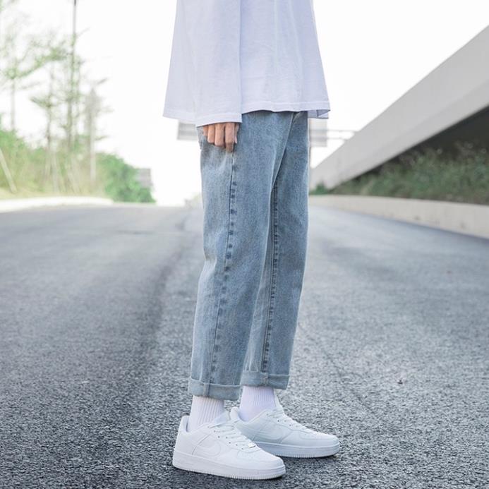 Quần jean baggy xanh bạc nam, nữ ống đứng, dáng suông, không phai, màu A02 | BigBuy360 - bigbuy360.vn