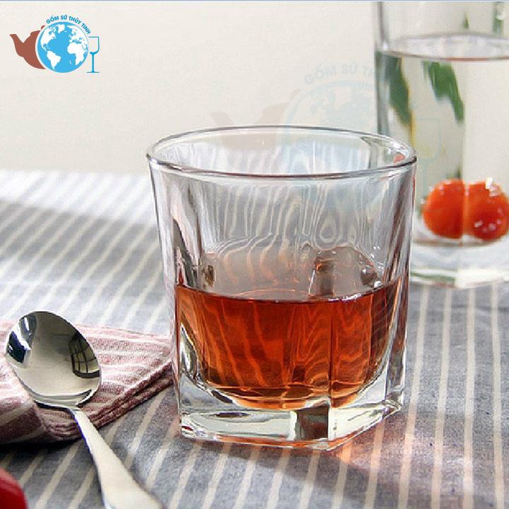 Bộ 6 ly thủy tinh 5 góc vuông uống trà đá - ly 5 GÓC TRẮNG cao cấp