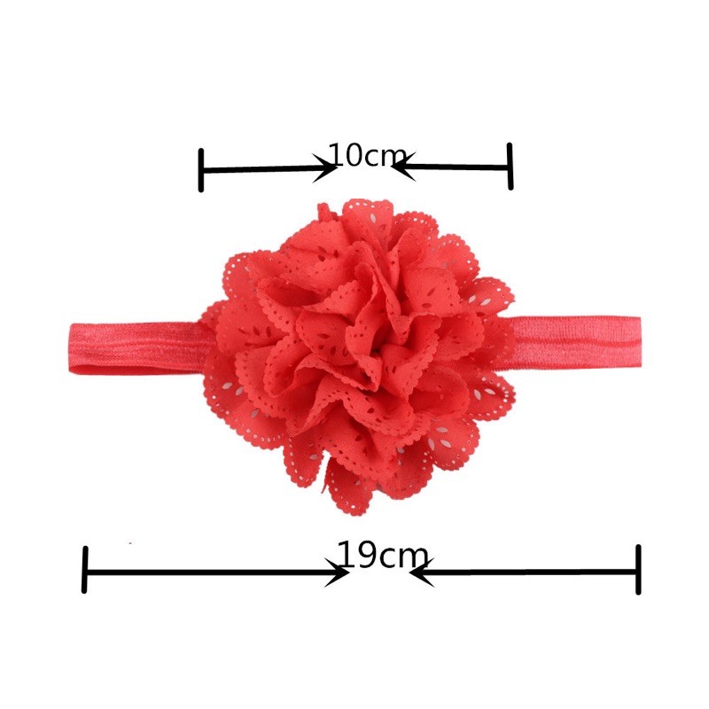 Turban dây vòng 1 bông hoa viền đục lỗ cho bé gái 12 màu ms4155