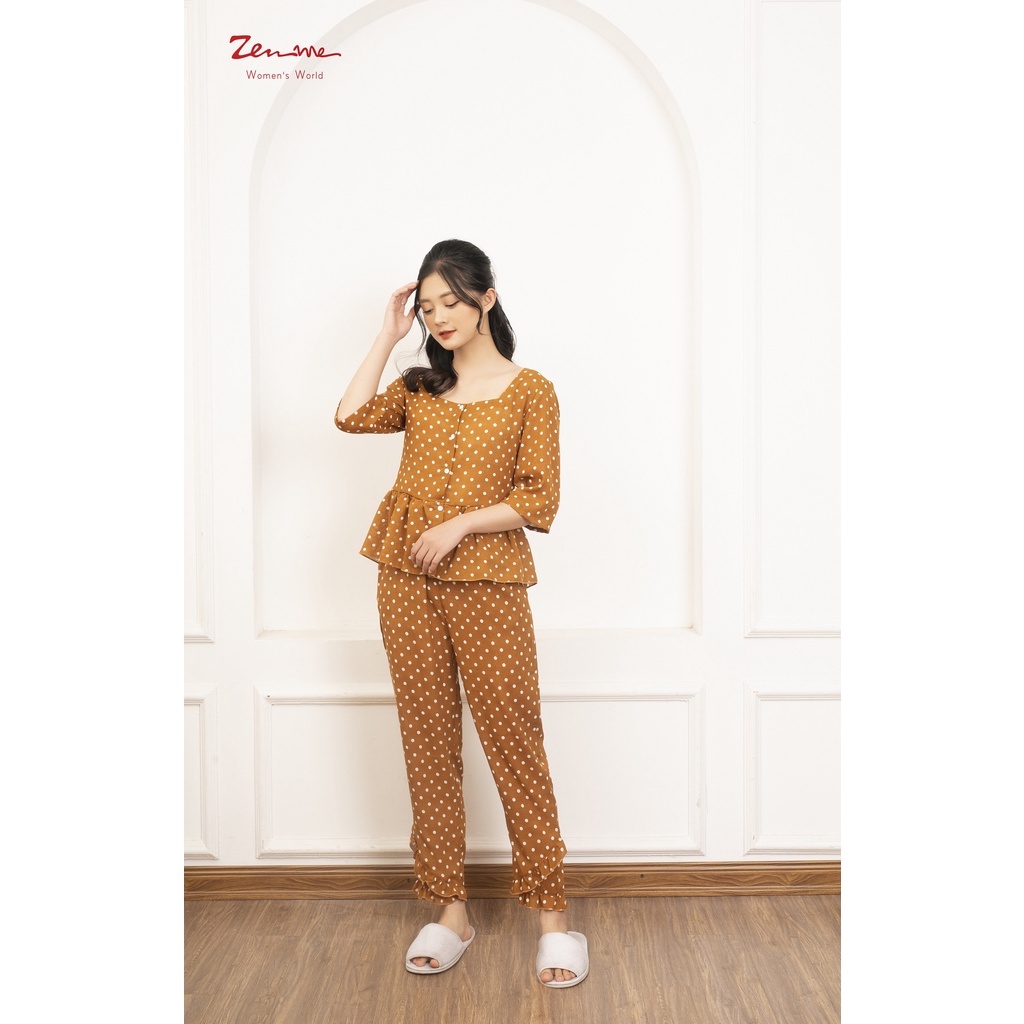 [Mã LT50 giảm 50K đơn 150K] Đồ bộ mặc nhà nữ Zen Me tay lửng quần dài cổ vuông nữ tính chất lụa satin cao cấp | BigBuy360 - bigbuy360.vn