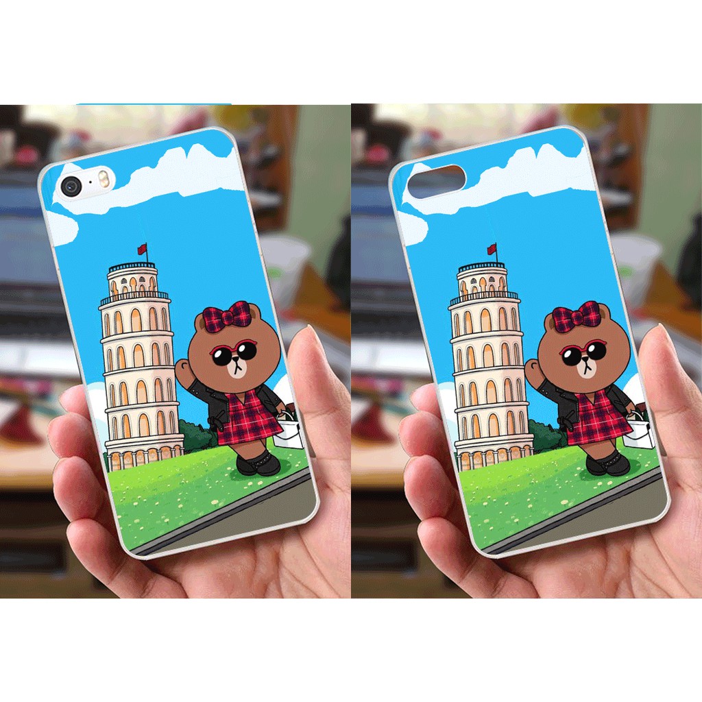Ốp lưng iPhone 5 / 5S (dẻo viền trắng trong) - Hình Gấu Brown, Gấu Trúc , Heo Con