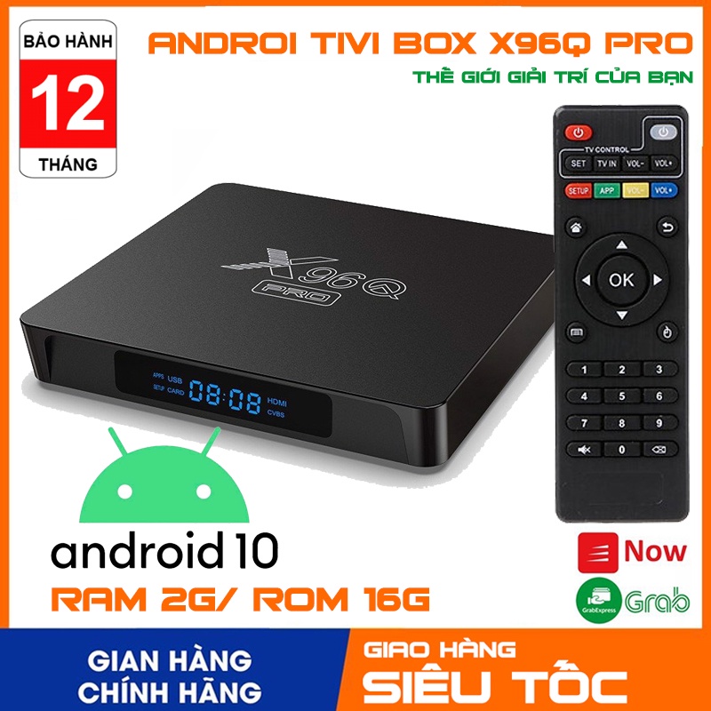 Tivi box X96Q Pro phiên bản 2021 RAM 2G bộ nhớ 16G androi 10 xem truyền hình và kho giải trí miễn phí trọn đời