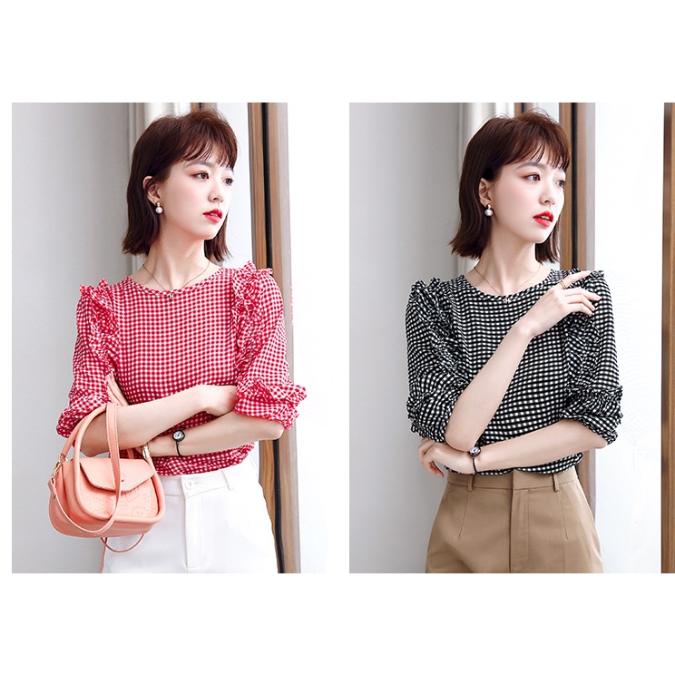 Áo sơ mi nữ tay lỡ 2022 Caro ĐỎ ĐEN cực xinh phù hợp đi chơi, đi làm, sơ mi tay ngắn kẻ caro MIN CLOTHING