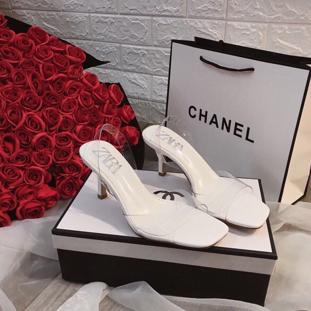 Sandal quai trong gót nhọn 5p