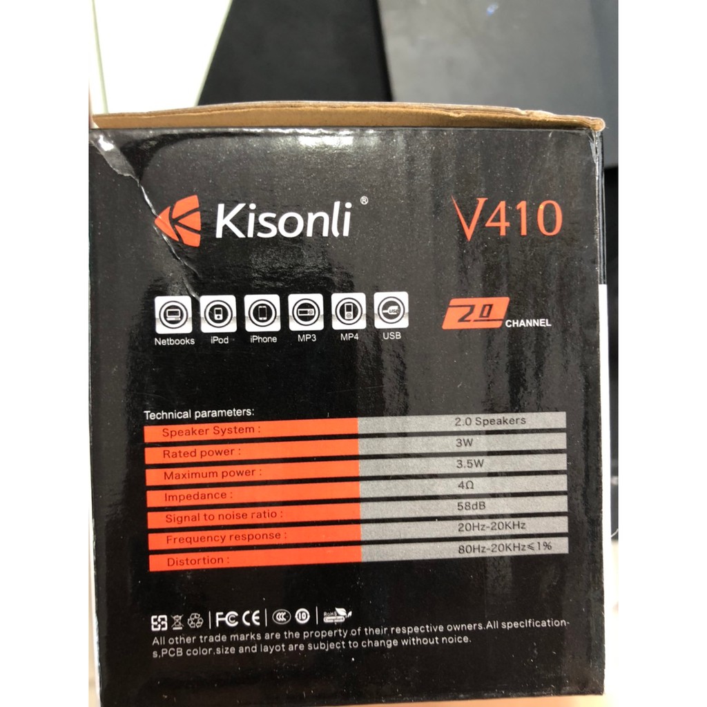 Loa Vi Tính KISONLI V410 2.0 - Thiết Kế Nhỏ Gọn- Âm Thanh Ấm