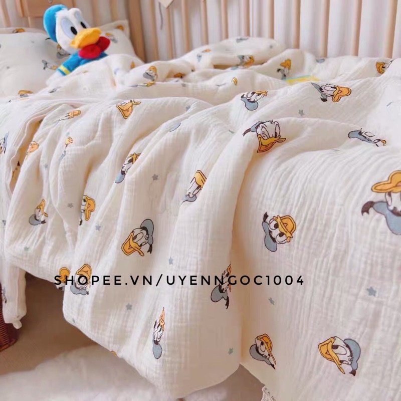 Set chăn gối cho bé vải xô Muslin cao cấp