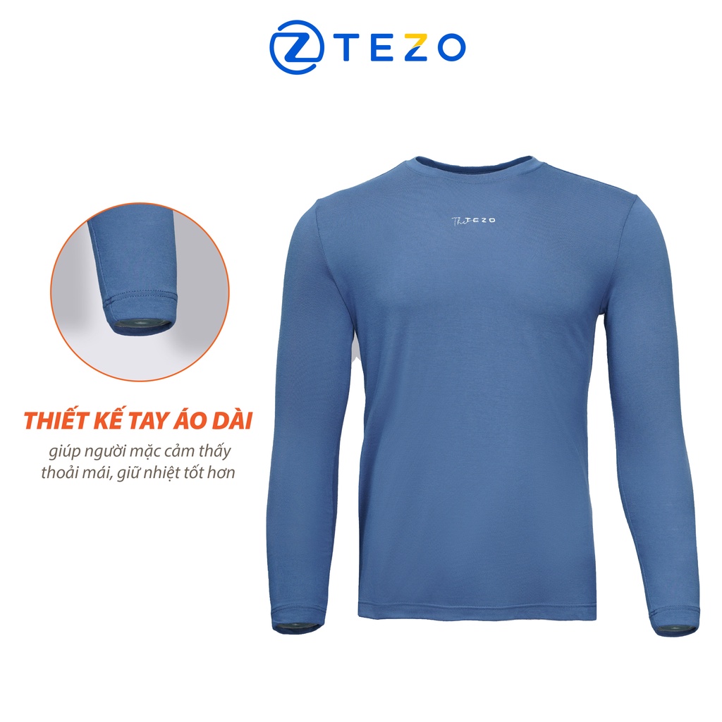 Áo giữ nhiệt nam tezo thun dài tay thiết kế thêu ngực the tezo 22ATOT003