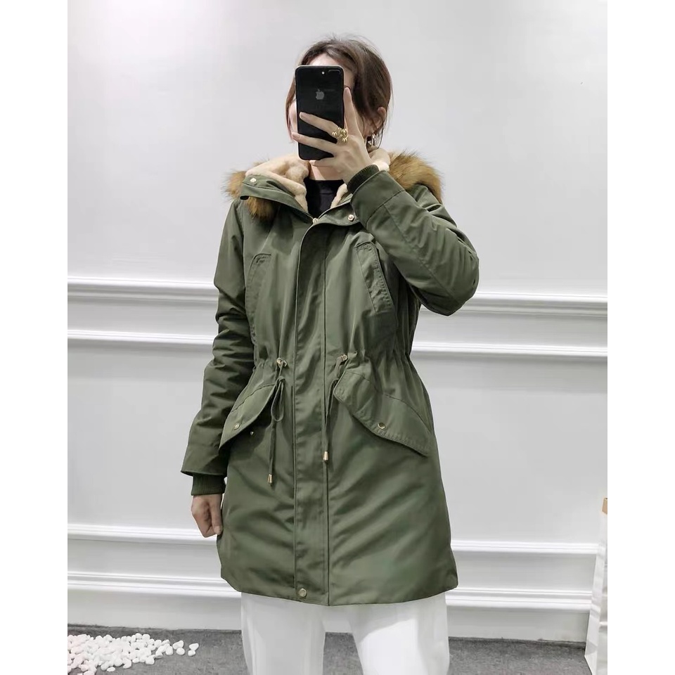 Áo khoác kaki parka nữ lót lông xuất xịn Za mẫu 2021 dáng dài có mũ tháo lắp  Shop Haul - AP-G01