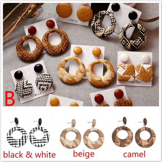 Khuyên tai đan tre phong cách Bohemian cổ điển thanh lịch dành cho nữ