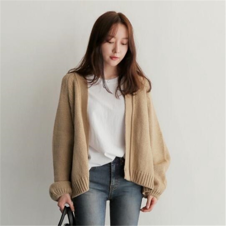 Áo khoác Cardigan dệt kim màu trơn dáng rộng thời trang dành cho nữ | WebRaoVat - webraovat.net.vn