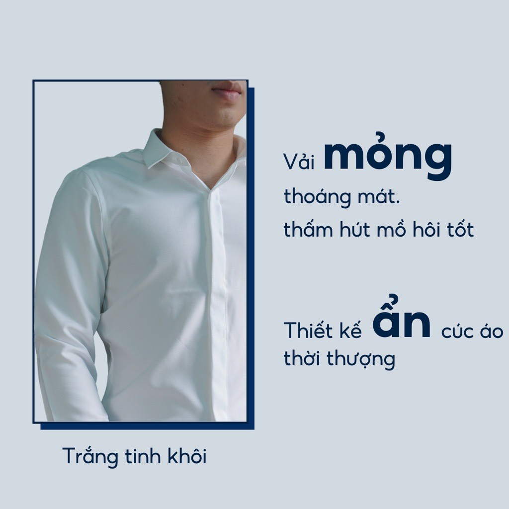 Áo Sơ Mi Nam Azila Dài Tay Công Sở Cao Cấp, Chất Vải Lụa Nến Co Giãn Hàng Hôp Cổ Cứng