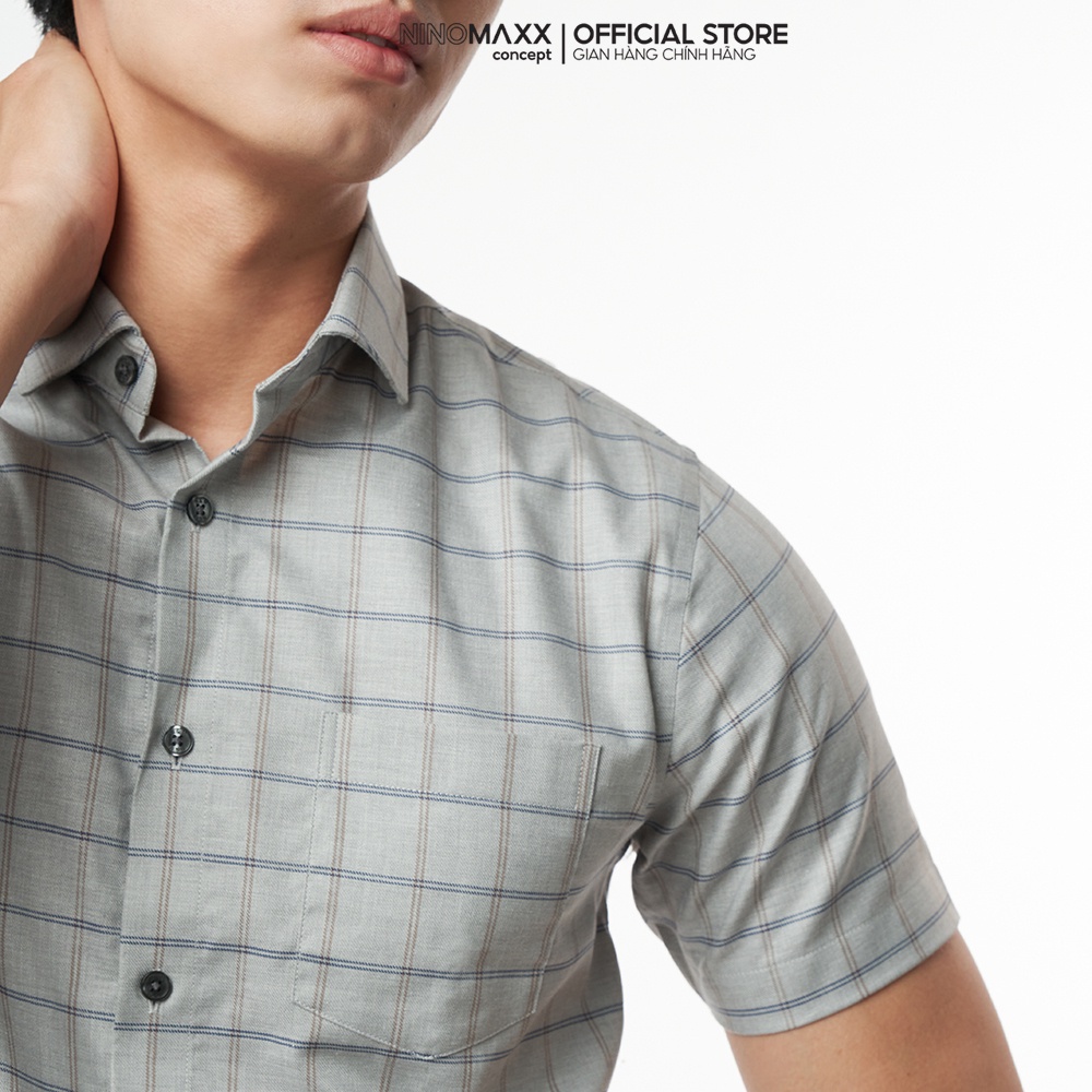 Áo sơ mi Nam caro melange cotton chống nhăn N&amp;M 2110026